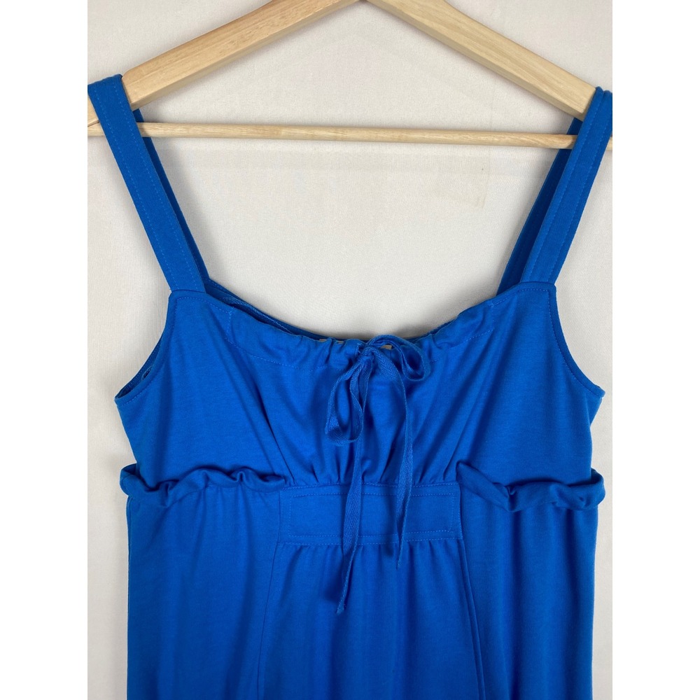 Tulle Los Angeles Blue Ruffle Empire Waist Mini Dress Pockets NWT Size L - Picture 4 of 8